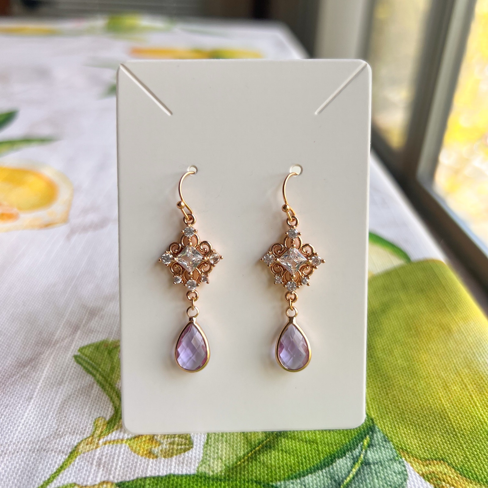Boho Bridal Earrings Lavender Earrings Bridgerton Jewelry Victorian Romantic 25$